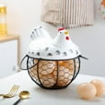thumbnail image 1 of Prettyui Hen Shaped Metal Fruit Vegetable Storage Bowls Kitchen Eggs Baskets Holder With Lid Fruit Basket, 1 of 5