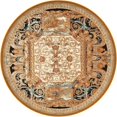 thumbnail image 2 of Unique Loom Outdoor Traditional Collection Area Rug - Royal (7' 10" Round Black Gold Brown/Red), 2 of 9