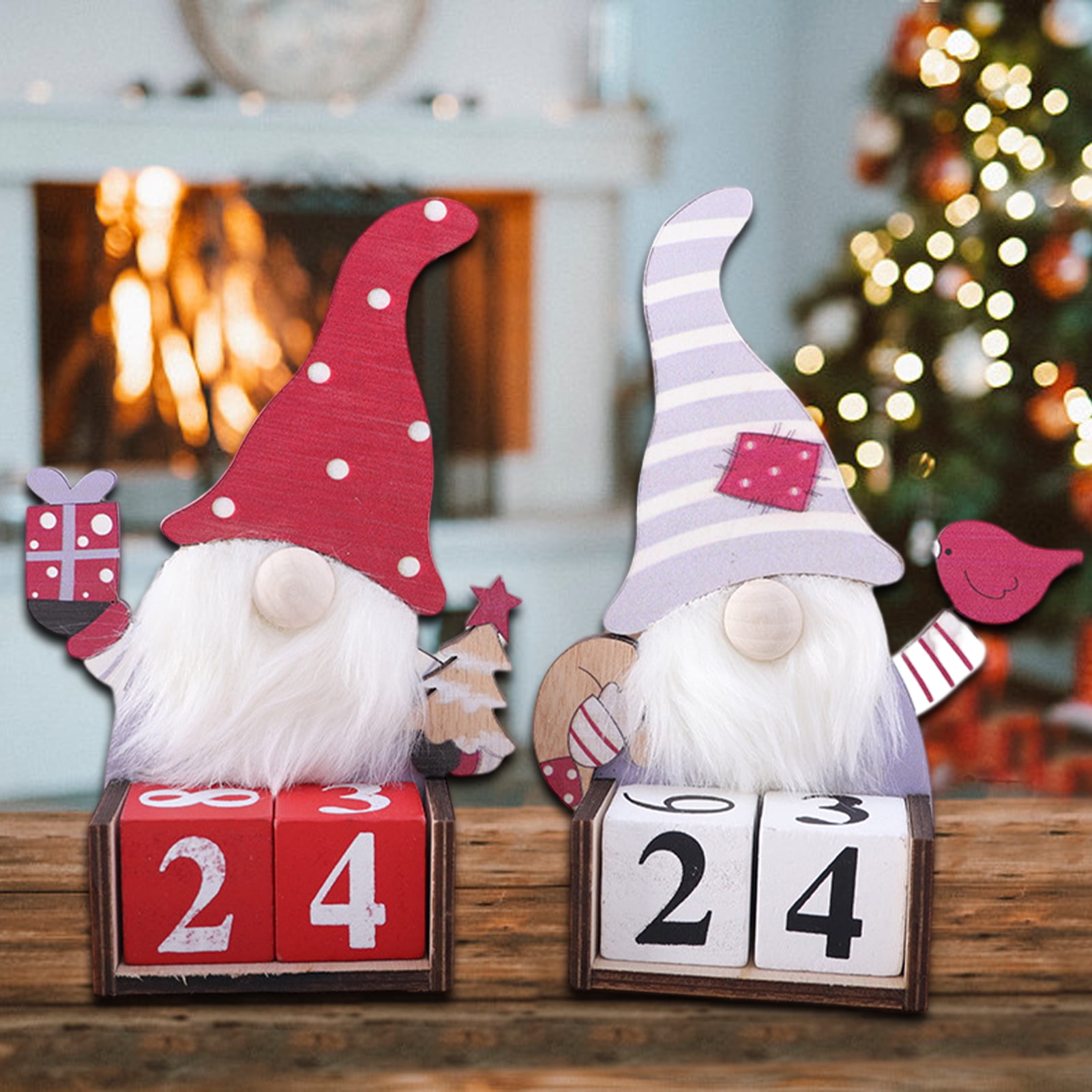 Travelwant Christmas Luminous Countdown Calendar Ornament Santa Claus Calendar Blocks Xmas Table