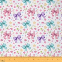 Homewish Cute Cartoon Bow-tie 01 for Kids, Pink Blossoms Flower Room Decor Fabric by the Yard, Princess Style Sewing Fabric, Breathable Home Decor