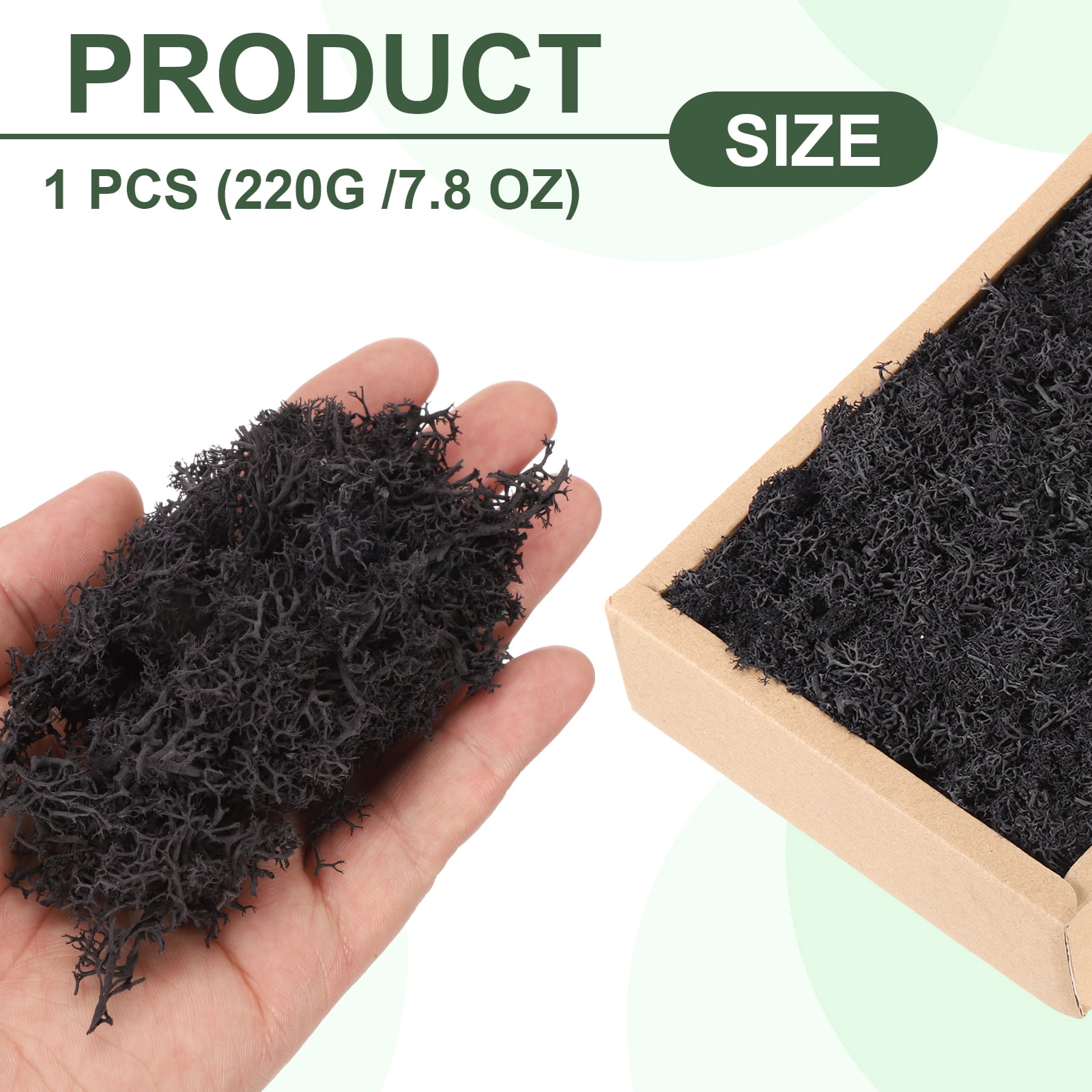 Uxcell 7.8oz Preserved Reindeer Moss Black Decorative Artificial Fake Moss