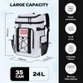 thumbnail image 4 of Backpack Cooler,Soft Lightweight Leakproof Cooler Backpack,35 Can Insulated Cooler Bag,Keeps 35 Cans Hot/Cold for Up to 16 Hours,Waterproof Lunch Bag for Men Women-Black, 4 of 8