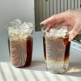 thumbnail image 3 of INS Transparent Glass Cups Creative Stripe Cold Coffee Mug Ice Juice Cocktail Drinking Cup Drinkware Water Wine Glass Bottle, 3 of 10