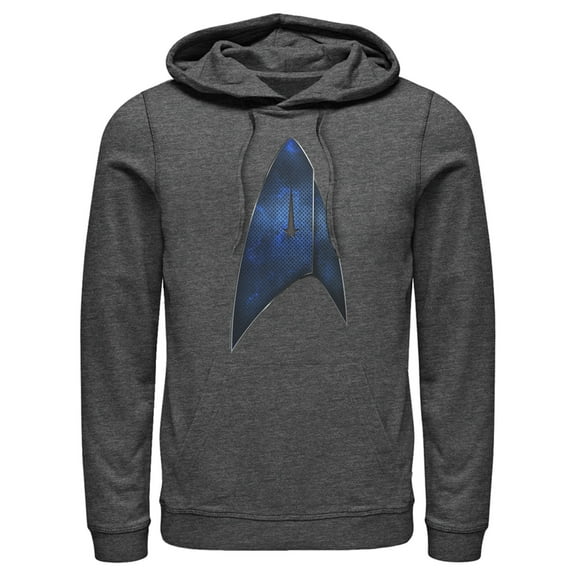 Men's Star Trek: Discovery Blue Delta Insignia  Pull Over Hoodie Charcoal Heather 2X Large