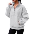 thumbnail image 2 of Sweatshirt for Women Fall Half Zip Pullover Oversized Fleece Mock Neck Hoodies Fashion Outfits Winter Clothing Gray XL, 2 of 6