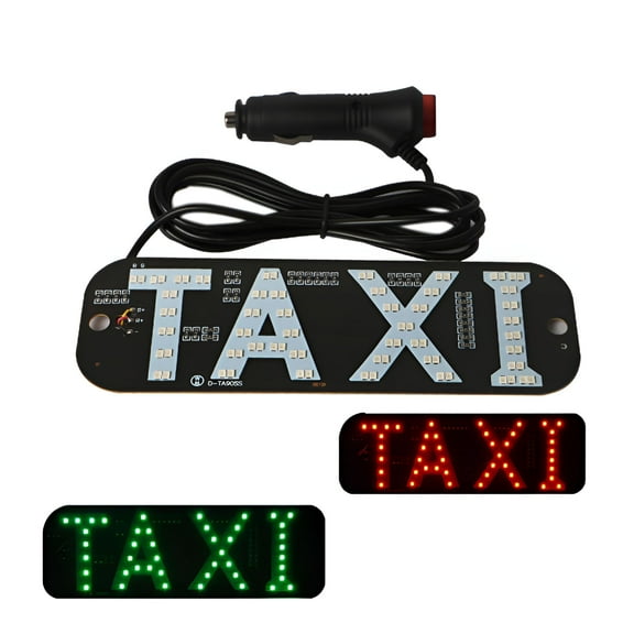 HIBIBUD 2 Color Changeable Taxi LED Light Logo, Flashing Hook On Car Window with DC12V Car Charger Inverter - Taxi Light, Taxi LED Sign Decor for Driver E11
