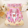 thumbnail image 5 of Manfei Underwater Friends Bed Sheets,Cute Axolotl Full Size Sheets For Girls,Pink,4 Pieces,1 Flat Sheet,1 Fitted Sheet and 2 Pillowcases, 5 of 7