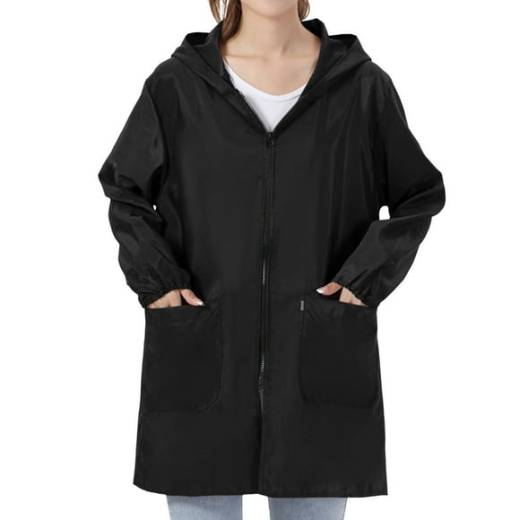 ManxiVoo Women's Waterproof Zipper Jacket Quick Dry Outdoor Coat With Secure Pockets For Cycling And Commuting XXXL Size Black