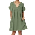 thumbnail image 1 of Robe Mini Babydoll en Gaze de Coton à Manches Courtes Col en V Décontractée pour Femmes, 1 of 7