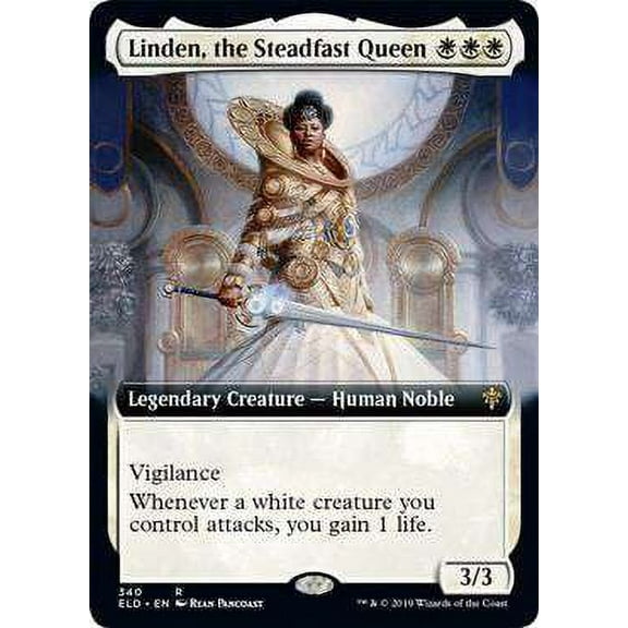 MtG Throne of Eldraine Rare Linden, the Steadfast Queen (Borderless) #340