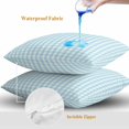 thumbnail image 4 of Throw Pillow Covers 16x16 Inch Set of 2, Aqua Blue Green Waterproof Outdoor Pillow Covers, Checkered Plaid Gingham Lattice Trellis Decorative Cushion Pillowcases for Couch, Sofa, Bed, Garden, Patio, 4 of 9