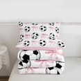 thumbnail image 5 of Erosebridal Cartoon Football Print Girls Twin Comforter Sets,Kawaii Bows Cute Bow-Tie Bedding Set For Kids,Reversible Pink 2pcs, 5 of 7