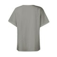 thumbnail image 5 of Womens Blouse Plus Size Short Sleeved Button V-neck Casual Solid Color T-shirt Gray XXXXXL,Tops for Women Fall, 5 of 6