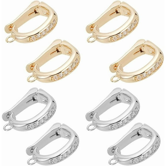8Pcs 18k Gold Plated Necklace Shortener Clasp Brass Enhancer Shortener Clasps Cubic Zirconia Necklace Clasp Mini Enhancer Push Clasp Connector for Necklace Chain Bracelets Golden/Silver for diy