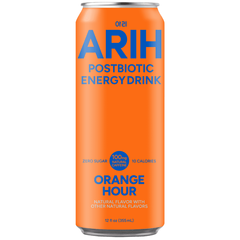 ARIH Postbiotic Energy Drink, Zero Sugar Clean Energy Drink with