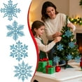 thumbnail image 4 of 6PC Sparkly Snowflake Ornaments For Christmas Tree Plastic Flake Decor With Glitter Powder Hollow Design Hanging Decorations For Xmas Holiday Home 3.94 Inch, 4 of 9
