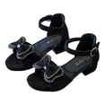 thumbnail image 3 of Icvfdpl Kids Girls Sandals Thick Heel Fashionable Diamond Bow Small High Heel Princess Vacation Soft 9.5 Years-10 Years, 3 of 9
