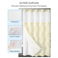 thumbnail image 2 of No Hook Cloth Fabric Shower Curtain with Snap in Liner, Yellow Flower Waterproof Shower Curtains Set with See Through Top Window, Retro Tribal Art Abstract Monochrome Texture Bath Curtains 72"x96", 2 of 6
