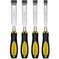 thumbnail image 1 of YOPTOP Set of 4 Professional Woodworking Chisels- Chrome Vanadium Steel  Polished & Oil Rubbed Finish  Durable Handle  Pre-Sharpened Wood Carving Tools,PVC transplant handle, 1 of 7