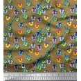 thumbnail image 1 of Soimoi Poly Georgette Fabric Leaves & Pansy Watercolor Print Sewing Fabric Yard 52 Inch Wide, 1 of 3