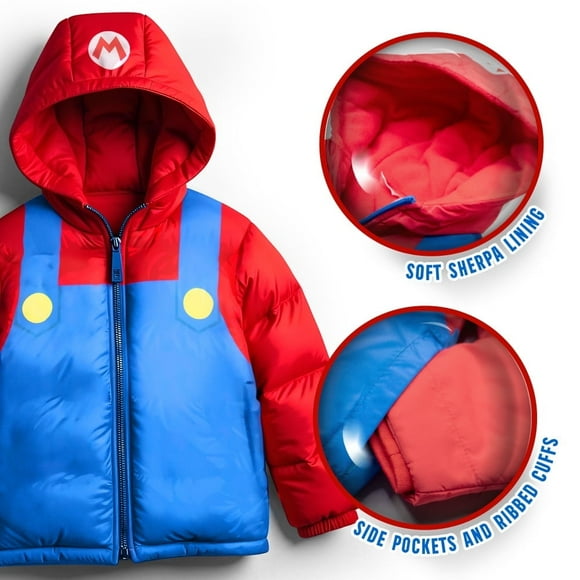 Nintendo Chaqueta de Invierno para Niños Super Mario (Niños Pequeños y Grandes), Diseño de Mario Kart, Tallas 418