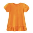 thumbnail image 5 of Cethrio Girls Cotton T-shirts, Short Sleeve Crew Neck Casual Ruffled Summer Tops Orange Size 7-8, 5 of 6