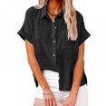 thumbnail image 2 of Womens Button Down Blouse Shirts Short Sleeve V Neck Casual Loose Collared Tops with Pockets, 2 of 5