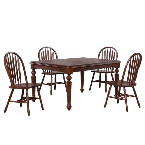 Andrews 7PC 58-76" Rectangle Butterfly Extendable Dining Set Chestnut Brown Wood
