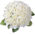 thumbnail image 1 of Ramo de rosas artificiales, paquete de 2 flores falsas de plástico de seda, rosas blancas artificiales, 18 cabezas, ramo de novia para boda, hogar, jardín, fiesta, decoración de boda Ormromra WMZL-267-3, 1 of 6