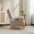 thumbnail image 3 of CQSXDA Modern Accent Rocking Chair with Solid Wood Legs and Side Pocket Upholstered Nursery Glider for Any Room, Beige, 3 of 19
