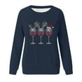 thumbnail image 4 of HOMBOM Womens Fleece Sweatshirts Merry Holiday Navy Christmas Crewneck Xmas Wine Glasses Sweatshirt for Adult, 4 of 4