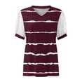 thumbnail image 3 of Raeneomay Lace Tops for Women Women Casual Stitching Mesh Puff Sleeve Printed Short Sleeve V-Neck Pullover Blouse T-shirt Tops, 3 of 4