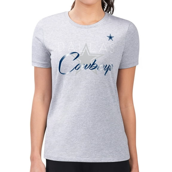 Women's G-III 4Her by Carl Banks  Gray Dallas Cowboys Super-Slim Fit Lightweight Shadow Logo T-Shirt