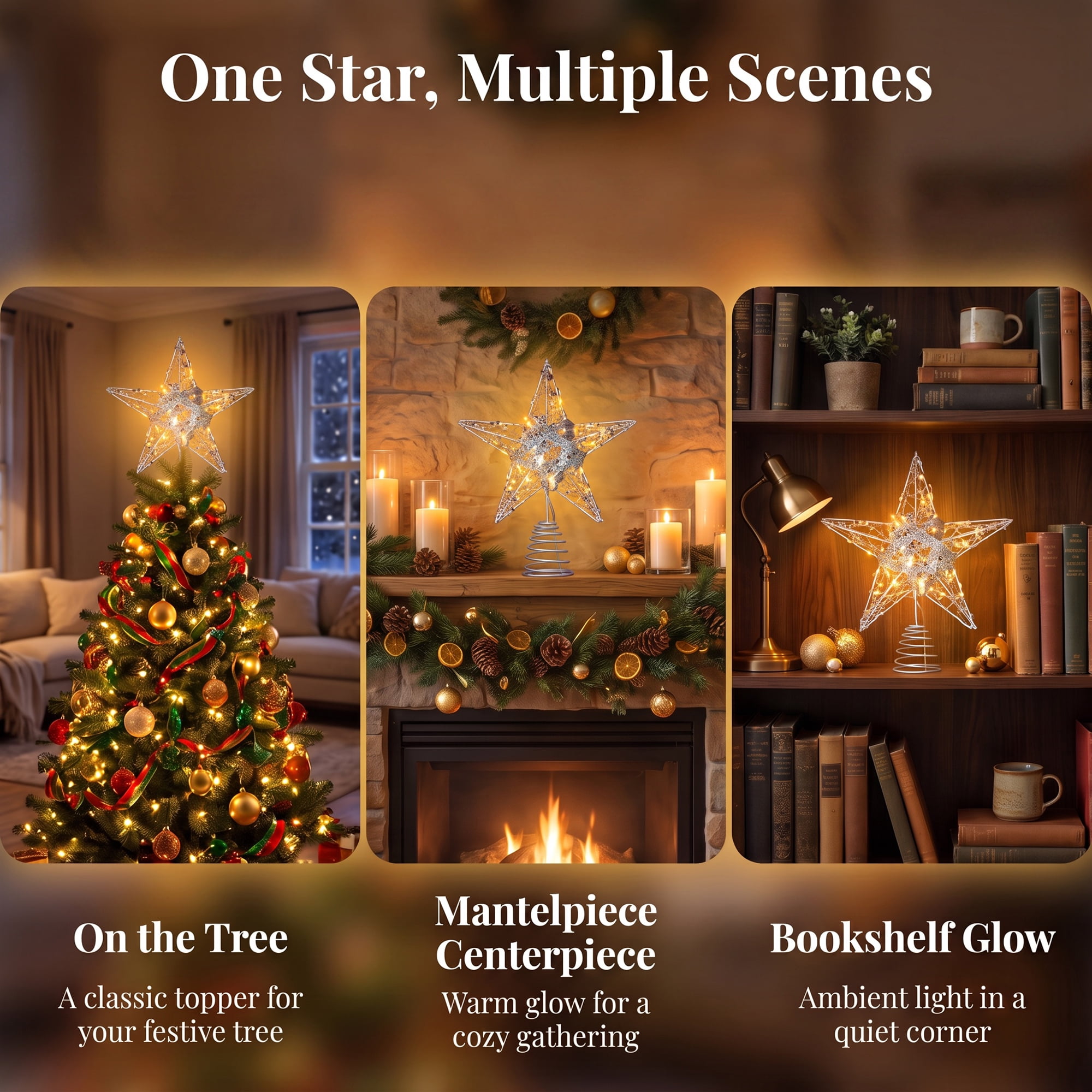Unique Bargains Shimmering Cosmic Starburst Luxury Glowing Foliage Crest Ornament Silver Lights with Battery Operated 7.9"