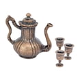 thumbnail image 2 of HILABEE 1:12 Dollhouse Mini Metal Flagon with Cups Diorama Scenery Simulation Teapot Set Brown, 2 of 9
