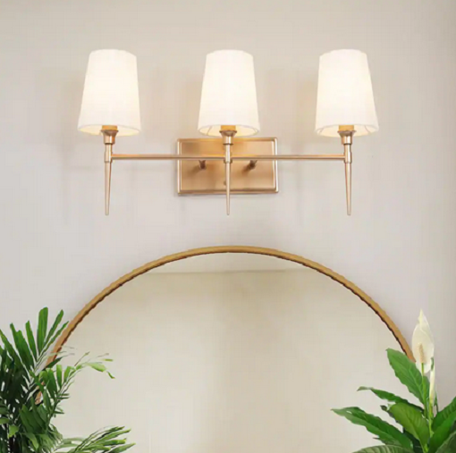 Modern Gold Bathroom Vanity Light 23 in. 3Light Midcentury Arched
