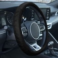 thumbnail image 1 of FH2022 Universal 15 Inch Black Genuine Leather Steering Wheel Cover with Lace-Up Detailing, 1 of 7