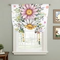 thumbnail image 2 of Colorful Daisy Floral Balloon Curtains for Living Room/French Door, Spring Flowers Botanical Leaves Rustic Tie Up Curtains 63 Inch Length Energy Saving Kitchen Curtains Shades for Windows 42"x63", 2 of 8