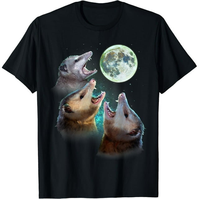 T-Shirt Costume Lune avec 3 Opossums et Lune Morte - Blanc - G