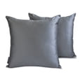 thumbnail image 1 of Fundas de almohada decorativas HomeCentric plateadas (paquete de 2), 30 x 30 cm (12 x 12 pulgadas), fundas de cojín de satén liso para sofá, estilo moderno liso - Satén flameado gris plateado, 1 of 8