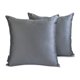 thumbnail image 1 of Fundas de almohada decorativas HomeCentric plateadas (paquete de 2), 35 x 35 cm (14 x 14 pulgadas), fundas de cojín lisas de satén para sofá, estilo moderno liso - Satén flameado gris plateado, 1 of 8