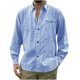 thumbnail image 1 of Camisa de manga larga de lino de algodón delgada de color sólido casual de moda para hombres Blusa de cárdigan Fridja  po4544, 1 of 4
