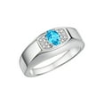 thumbnail image 4 of Rylos 14K White Gold Classic 6X4MM Oval Blue Topaz & Sparkling Diamond Ring - Birthstone Jewelry for Men -Size 9, 4 of 8