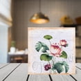 thumbnail image 2 of Lotus Wood Block Sign - Retro Lotus Themed Decor Farmhouse Flower Wooden Box Sign Spring Decor for Home Bedroom Bathroom, Retro Lotus Decoration 5"x5", 2 of 6