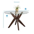 thumbnail image 5 of Pemberly Row Contemporary 48" Round Glass Top Walnut Base Dining Table, 5 of 5