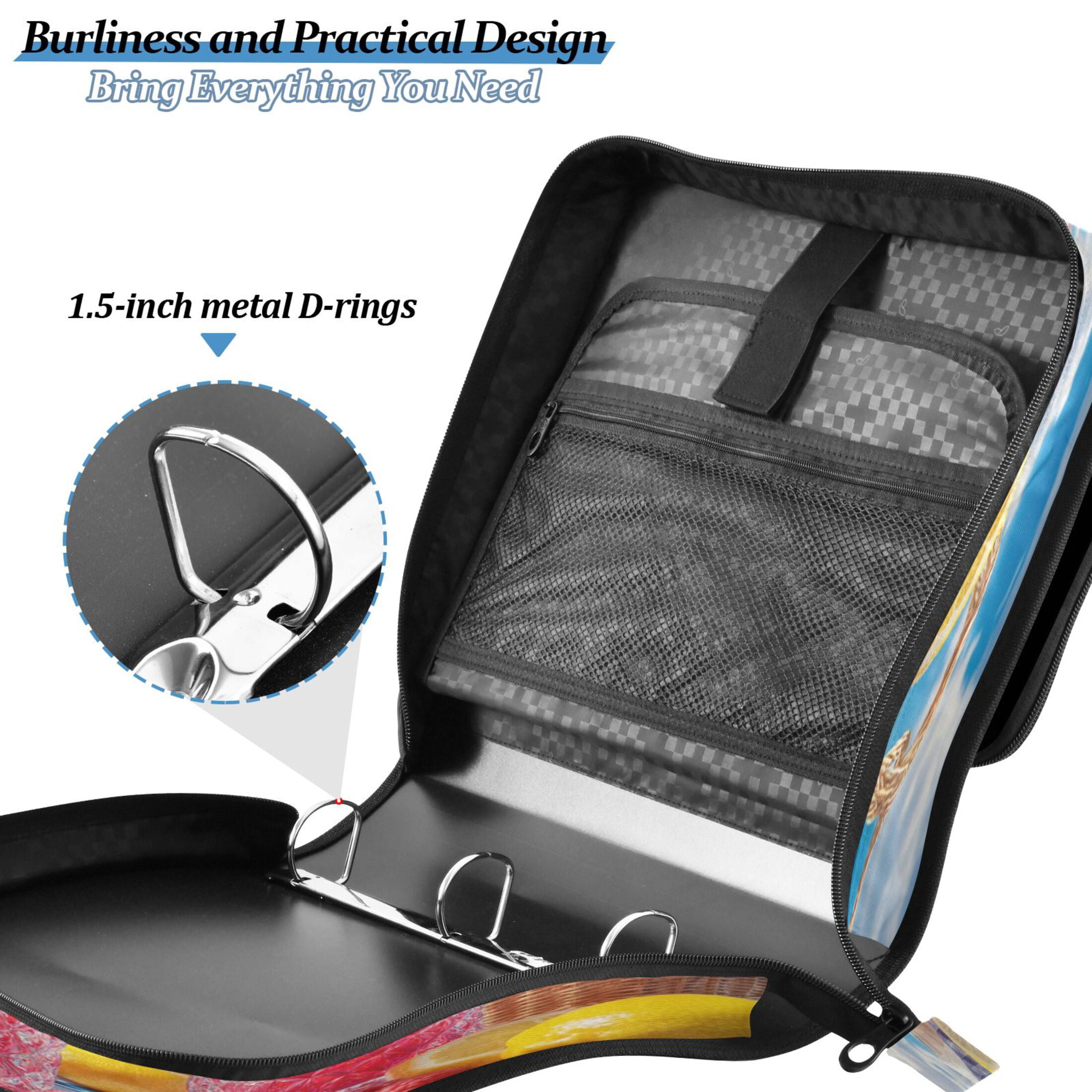 YAZAOO Zipper Binder trapper keeper Documents Organized Design Raspberry Lemonade Picnic Printed
