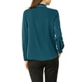 thumbnail image 4 of Allegra K Women's Tie Neck Button Down Work Long Sleeves Blouse Shirts, 4 of 6