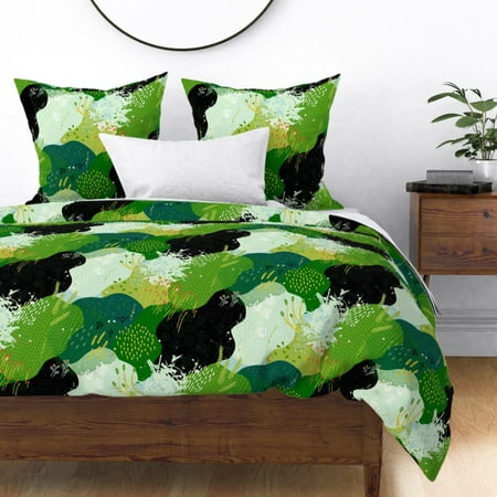 Gardening Green Plants Flowers Abstract Moss Sateen Duvet Cover By