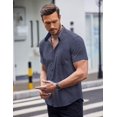 thumbnail image 3 of COOFANDY Men's Short Sleeve Dress Shirts Wrinkle Free Polka Dot Print Shirt Casual Button Down Shirts with Pocket, 3 of 6