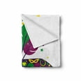 thumbnail image 2 of Mardi Gras Soft Flannel Fleece Throw Blanket, Time to Carnival Themed Design with Carnival and Feathers, Cozy Plush for Indoor and Outdoor Use, 60" x 80", Magenta Green Yellow, by Ambesonne, 2 of 6